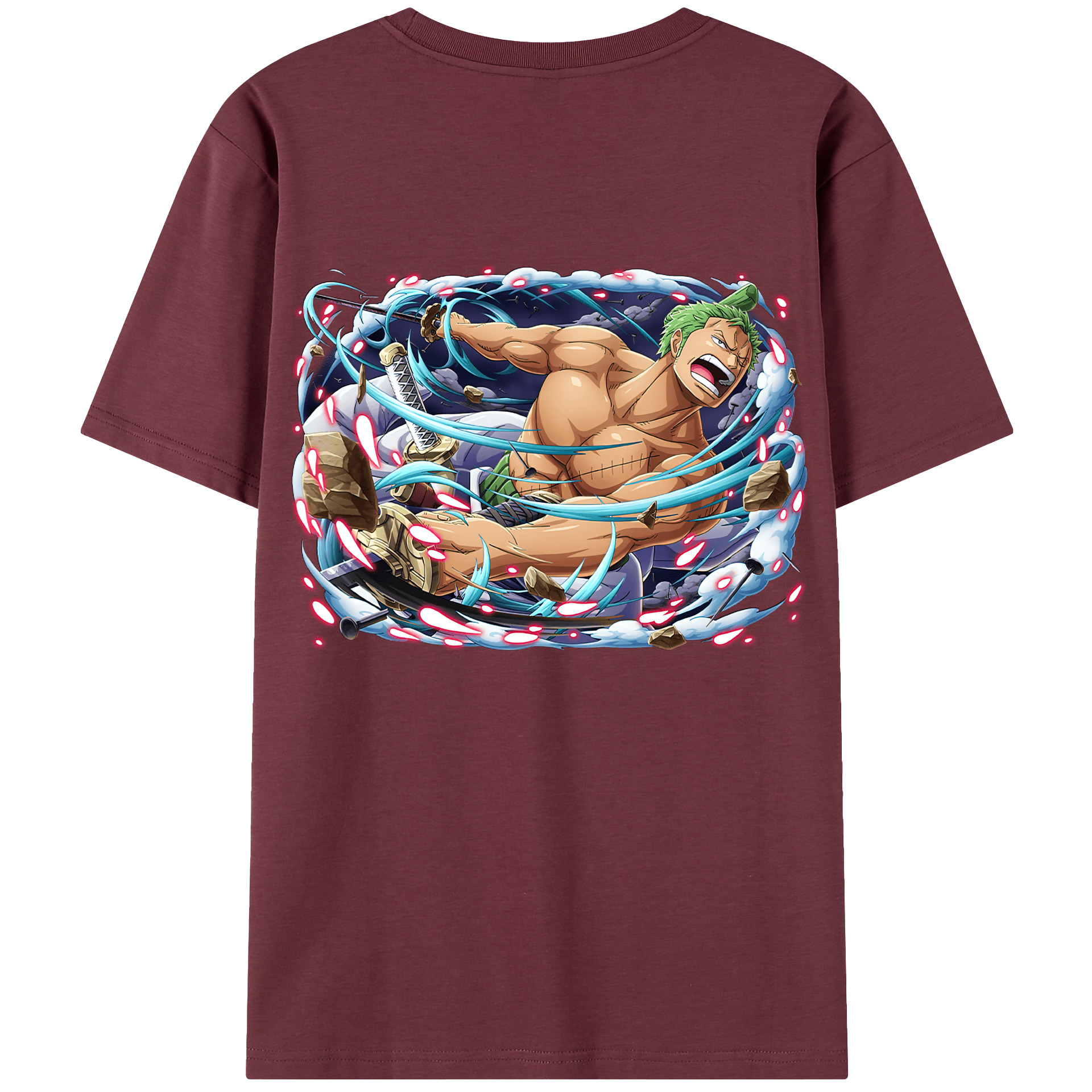 ワンピース ロロノア・ゾロ ONE PIECE Roronoa Zoro 綿100％半袖Tシャツ（背面プリント）